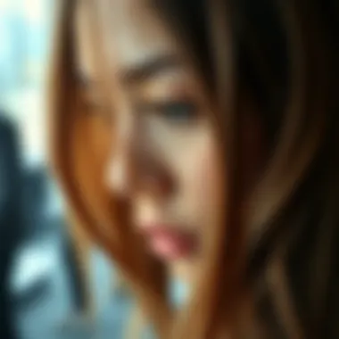 Close-up view of vibrant caramel balayage revealing intricate highlights