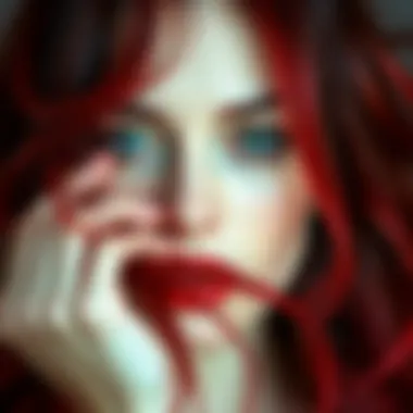 Vibrant red and black hair color blend