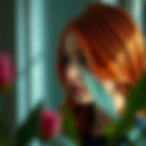 Vibrant red hair transitioning to lighter shades