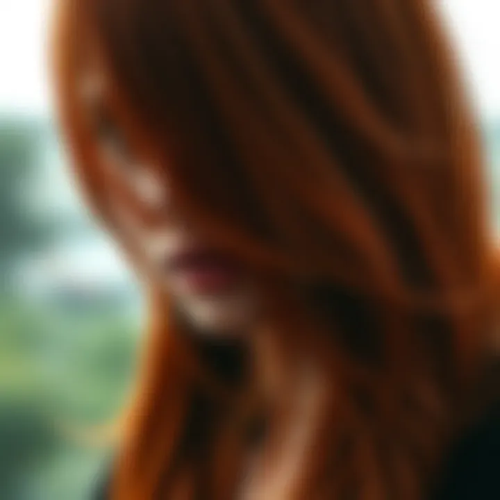 Close-up of red hair showing signs of fading