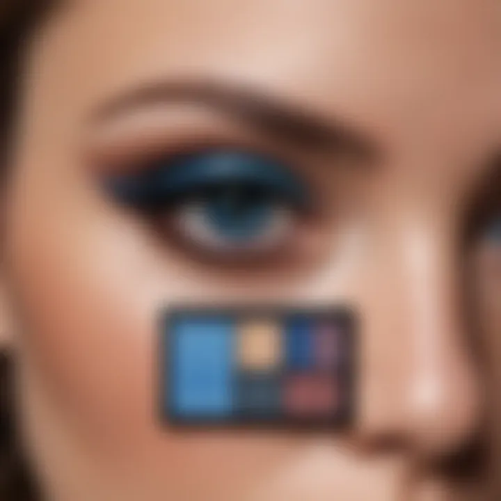 A stylish makeup palette featuring shades that enhance blue eyes