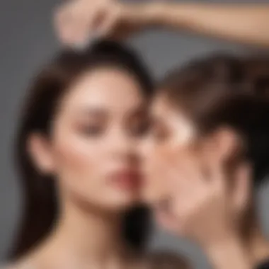 A stylist applying a hair color remover in a salon setting