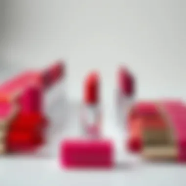 A Spectrum of Kylie Lipstick Shades Vibrant shades of Kylie lipsticks displayed elegantly