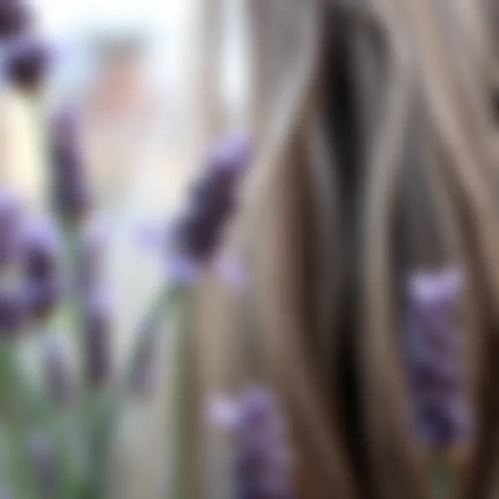 Close-up of lavender flowers and hair strands