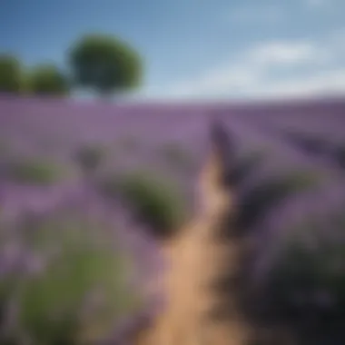 A vibrant lavender field under a clear blue sky