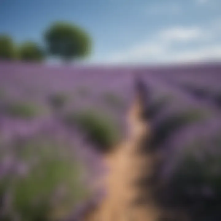 A vibrant lavender field under a clear blue sky