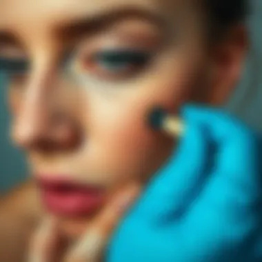 A close-up of makeup application technique