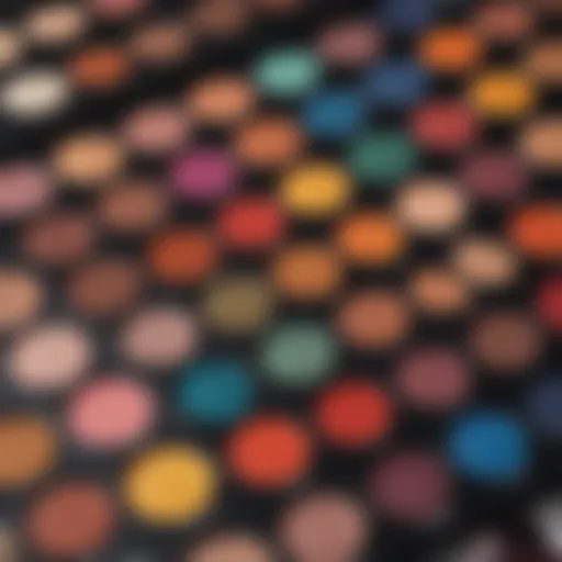 A close-up of vibrant eyeshadow palettes showcasing an array of colors.