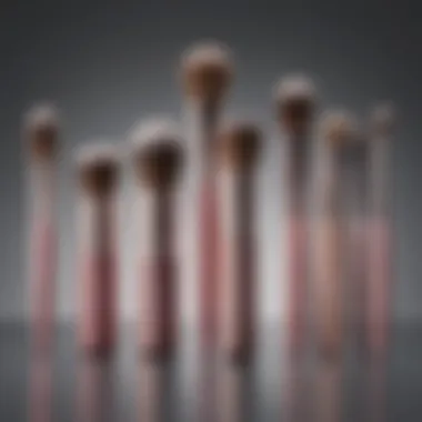 An elegant display of various makeup brushes arranged aesthetically.