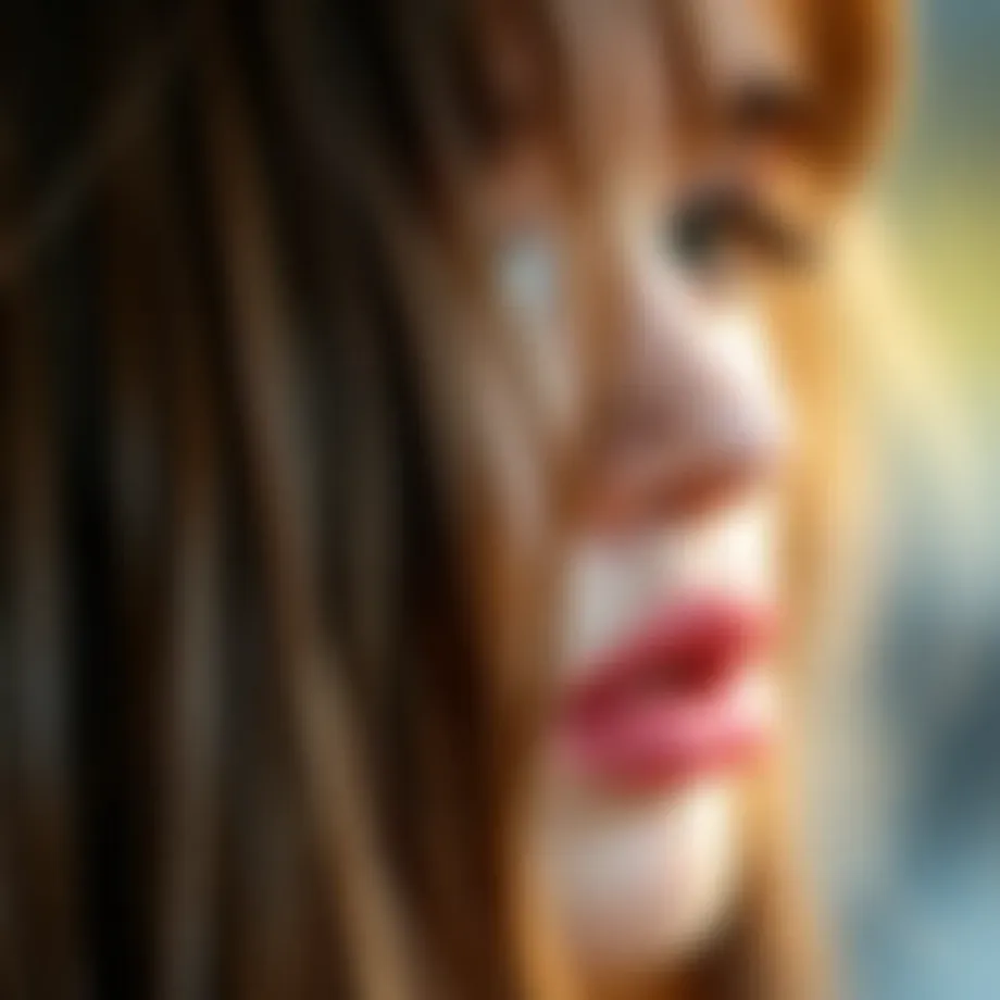 Close-up of a trendy fringe hairstyle showcasing its texture