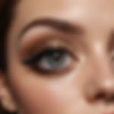 Close-up of a glamorous eye makeup look with shimmering accents