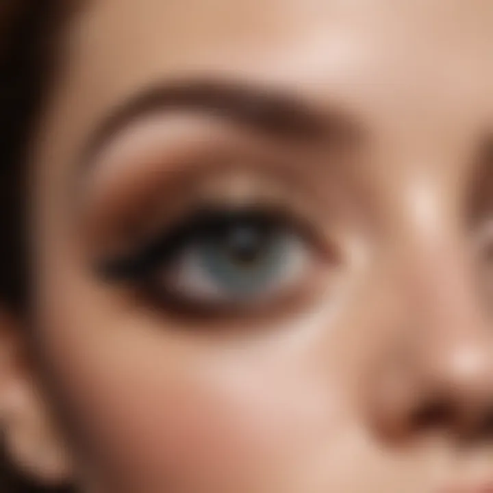 Close-up of a glamorous eye makeup look with shimmering accents