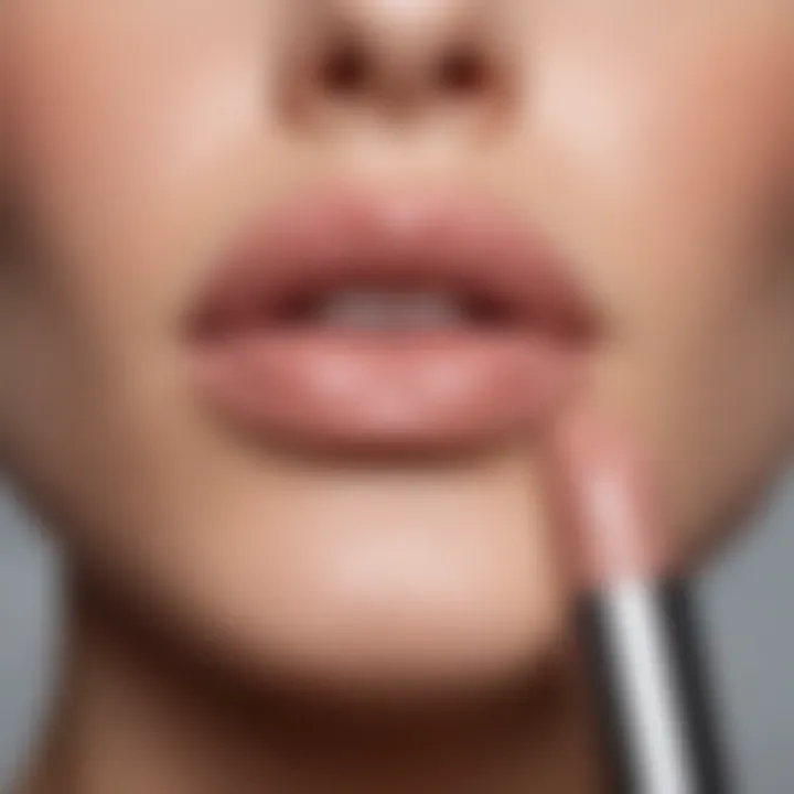 A close-up of a pastel nude lipstick showcasing its creamy texture.