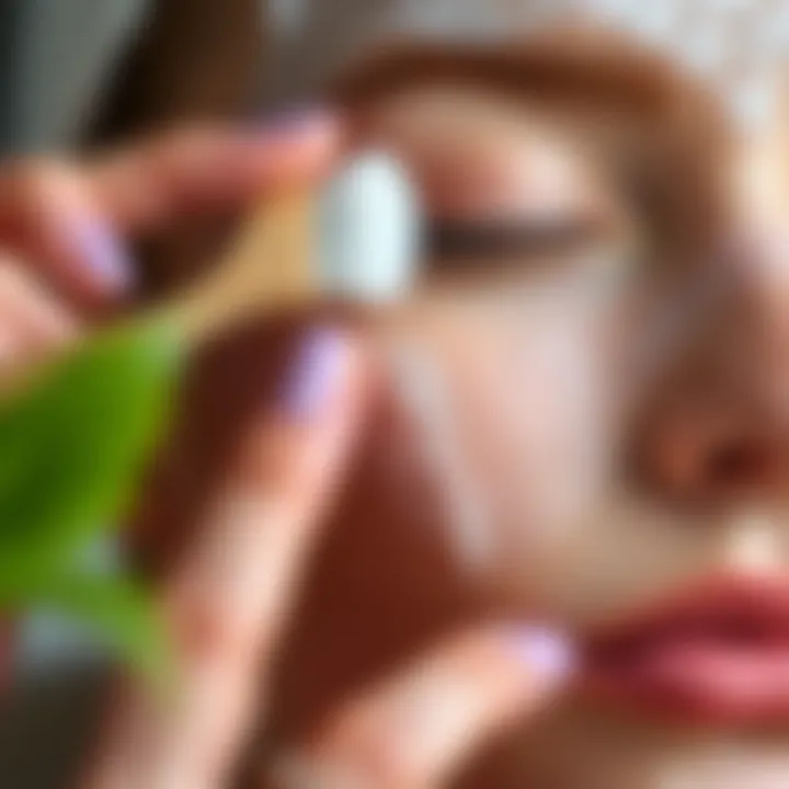 Demonstration of peeling brush application on skin