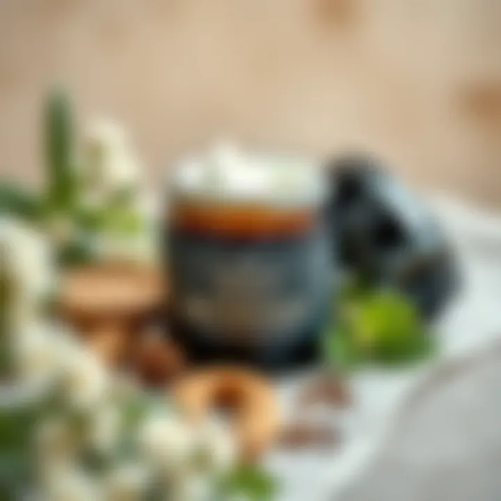 An elegant arrangement of retinol cream and natural ingredients