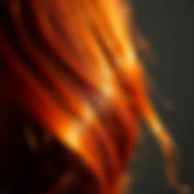 Shimmering Auburn Tresses Close-up of hair dyed in rich auburn hues reflecting sunlight.