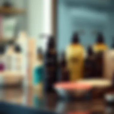 Hair care products displayed for straightening