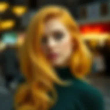 Trendy hairstyle featuring yellow dyed hair