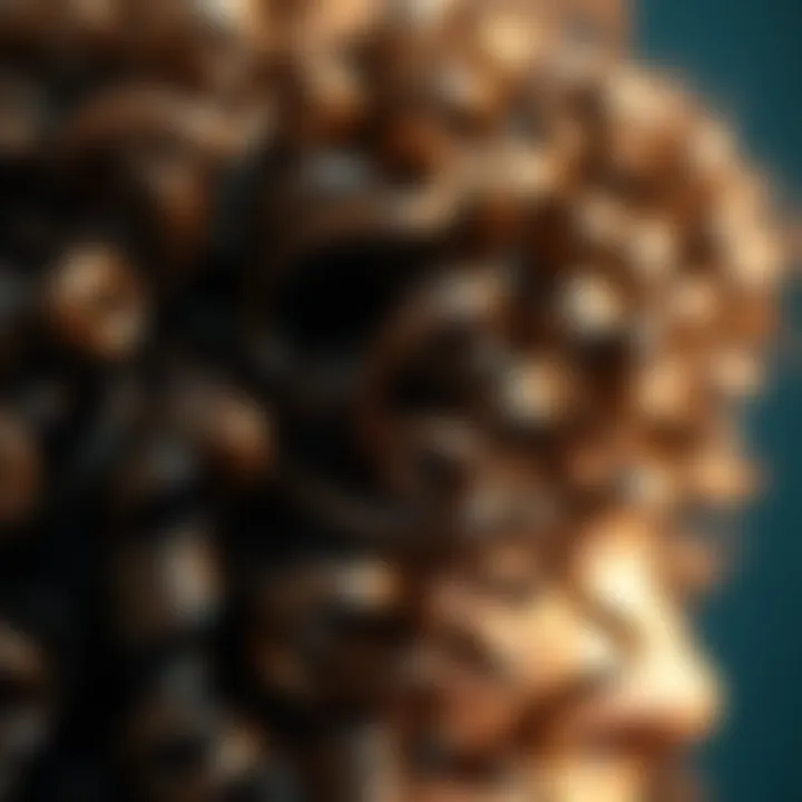A close-up of curly hair with a focus on texture and shine, emphasizing hair care products