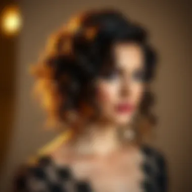 An elegant styling of curly hair for a special occasion, adorned with accessories to enhance the look