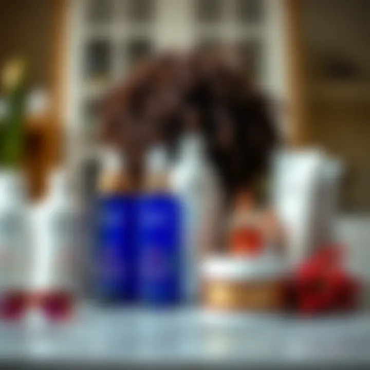 A stylish display of daily hair care products tailored for curly hair maintenance