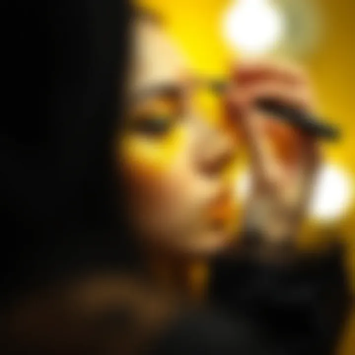 Makeup artist applying yellow tones