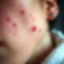 Close-up of skin texture showing acne lesions