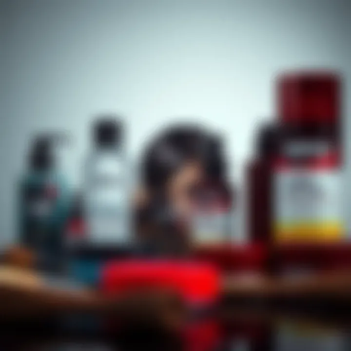 An array of hair dye products specifically formulated for dark hair