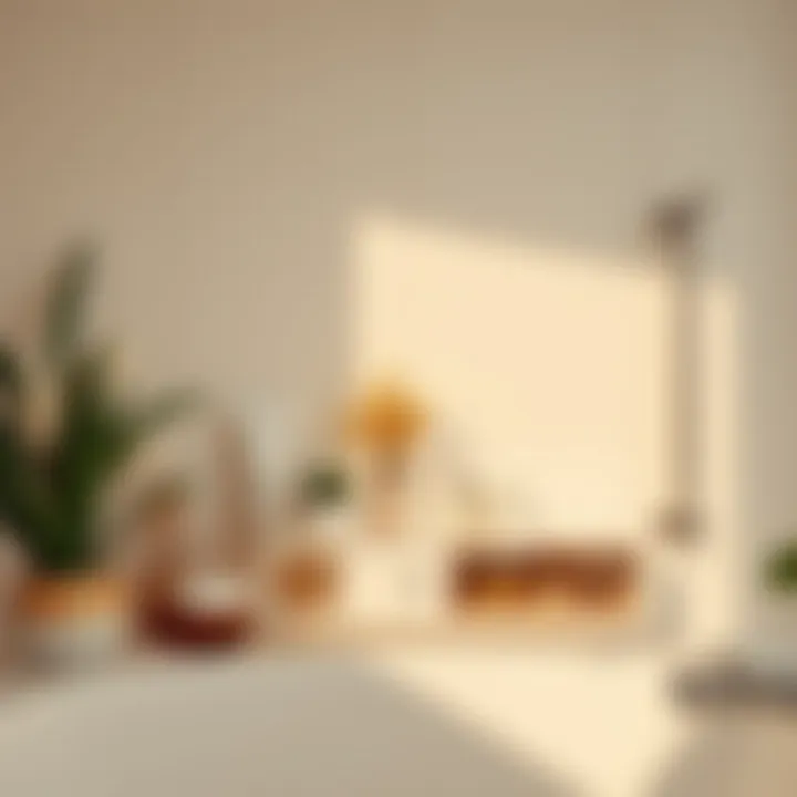 A serene bathroom setting showcasing a skincare routine