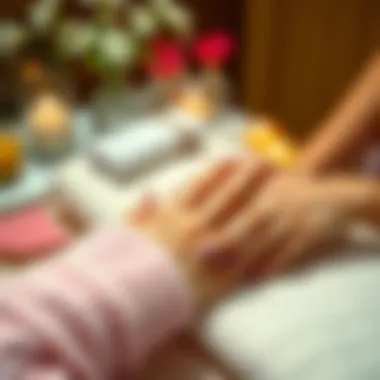Relaxing hand treatment in a spa setting