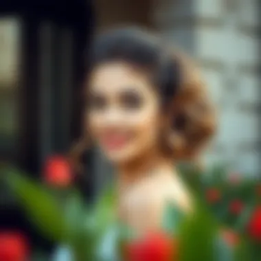 Stylish half-up bun with loose waves