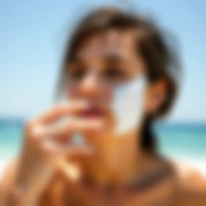 Application of sunscreen on skin for protection