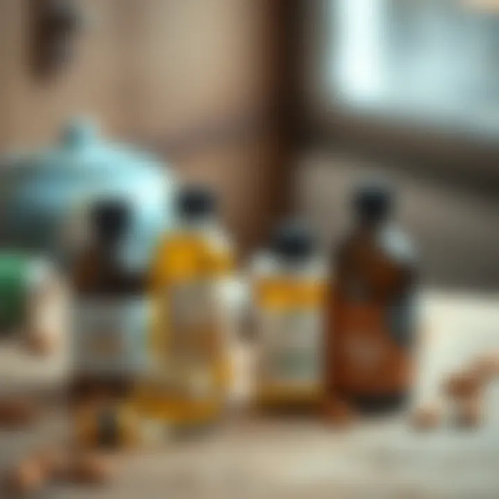 A selection of alternative oils to sweet almond oil, arranged on a wooden surface