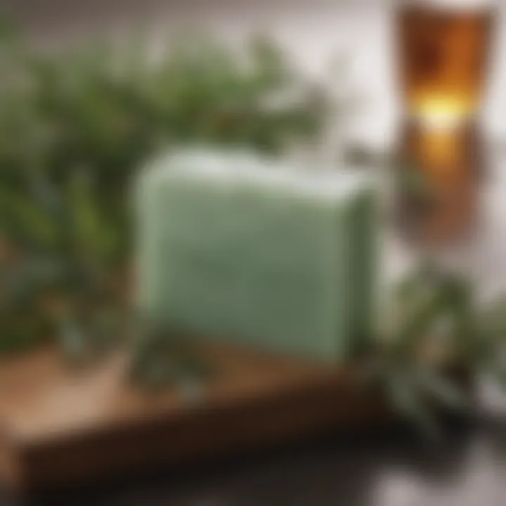 A close-up view of tea tree soap with natural ingredients