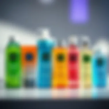 Diverse Cleansing Gels for Every Preference A vibrant display of diverse cleansing gel bottles