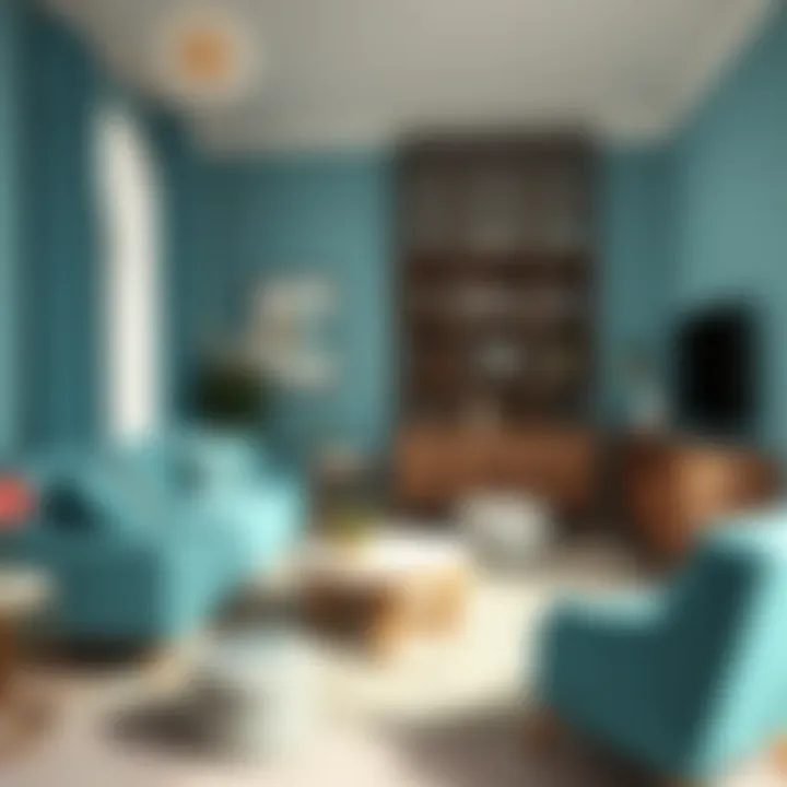 Stylish interior design incorporating turquoise elements in furniture and decor