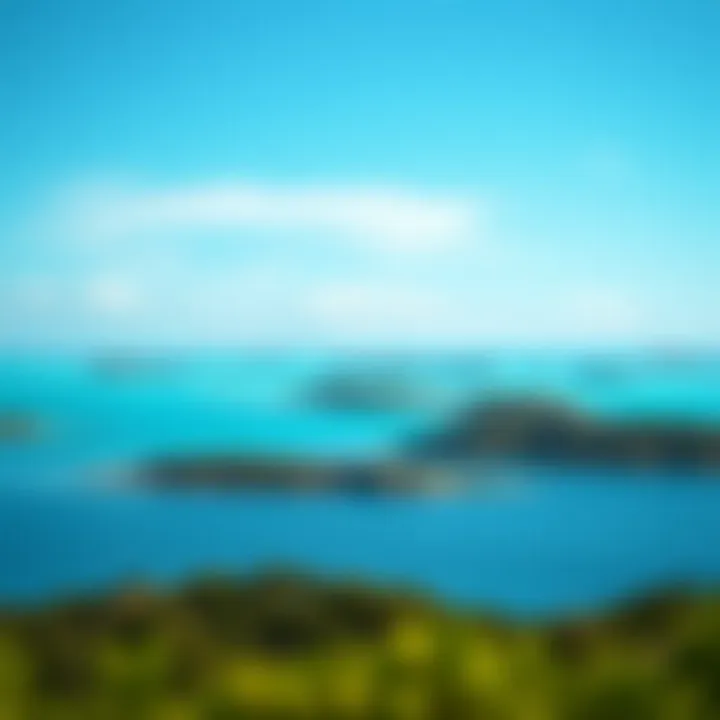 A serene landscape featuring various shades of turquoise in water and sky