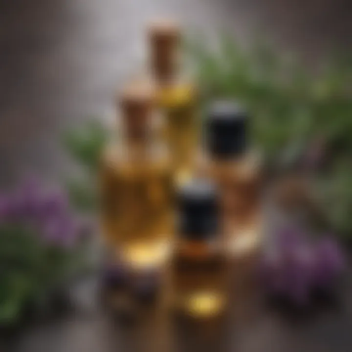 A variety of essential oils for hair care