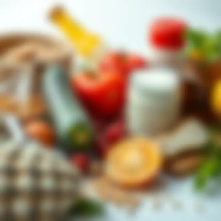 An assortment of vegan ingredients emphasizing health and wellness