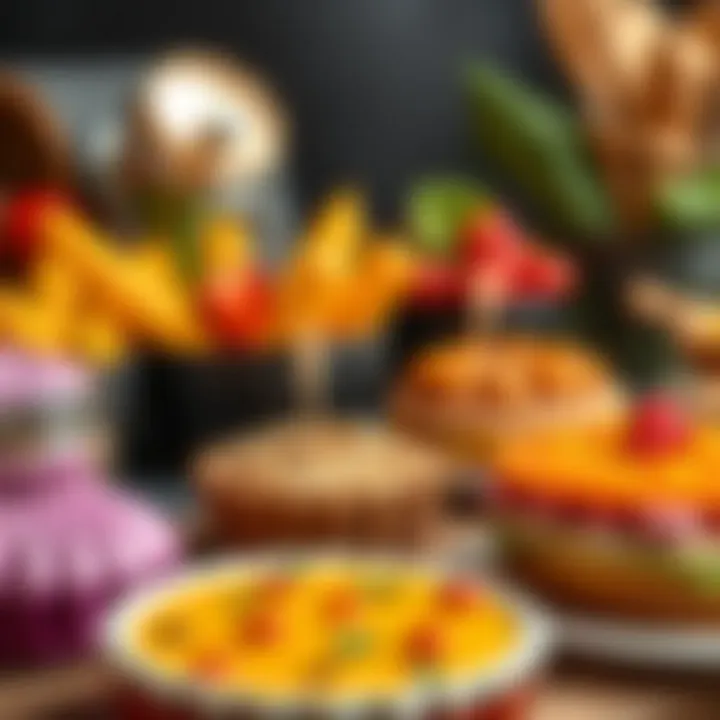 A colorful display of vegan snacks and desserts