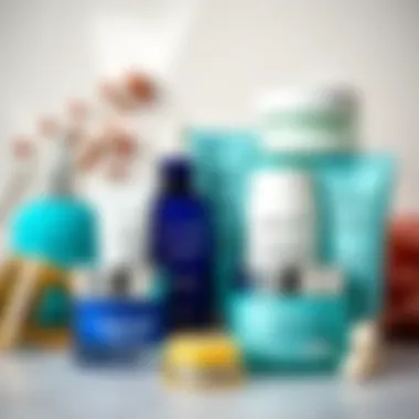 A close-up of skin care products arranged aesthetically