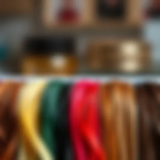 A vibrant display of warm hair color swatches showcasing various shades.