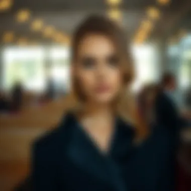 An elegantly styled shoulder-length hair in caramel highlights, complementing a wheat complexion beautifully.