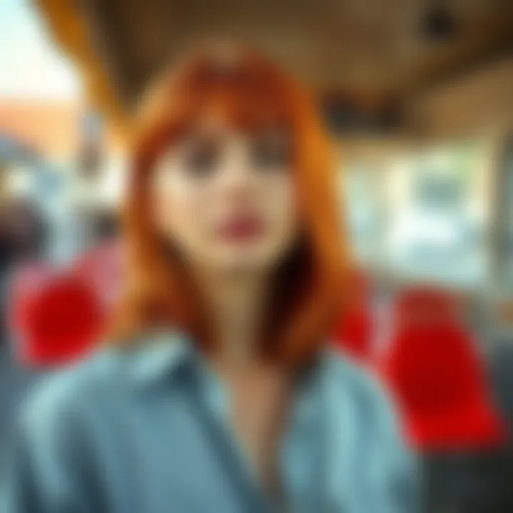 A stylish outfit that enhances red hair, harmonizing with a wheat skin tone