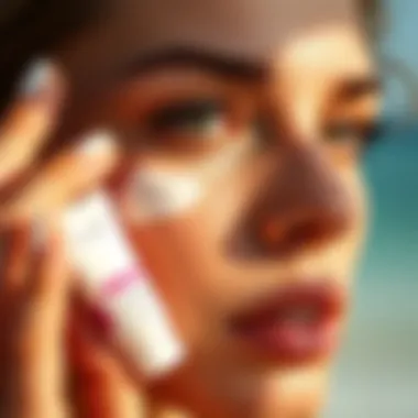 Sunscreen being applied to protect the skin