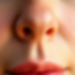 Close-up view of skin texture emphasizing pores