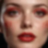 Close-up of Red Facial Spots Close-up of red spots on facial skin